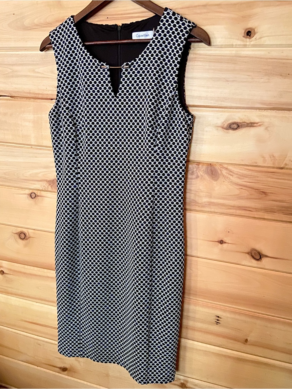 Calvin Klein Black & White Geometric Honeycomb Sheath Women’s Dress Size 8 EUC - Picture 10 of 17